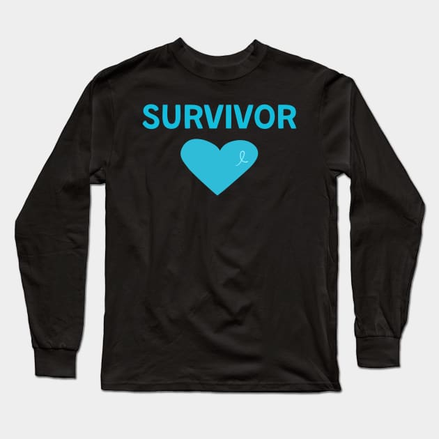 Turquoise Ribbon Gift Addiction Survivor Get Well Gifts Sobriety Designs Long Sleeve T-Shirt by InnerMagic